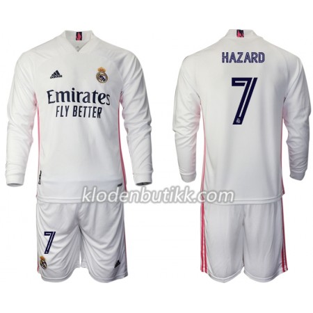 Real Madrid Eden Hazard 7 Barn Hjemmedraktsett 2020-2021 Langermet (+ Korte bukser)
